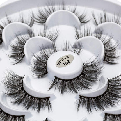 7 Pairs 6D Mink Eyelashes Faux Wispy Natural False Eyelashes Fluffy Dramatic Look Eyelashes Long Extension Makeup Lashes Handmade Reusable Thick Lashes No Glue (002)